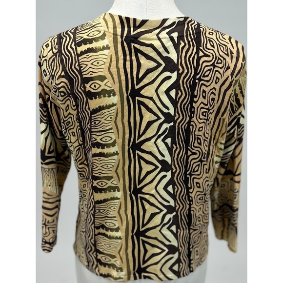 Cable and Gauge Tribal Print Cardigan Sweater SZ Med - Picture 3 of 3